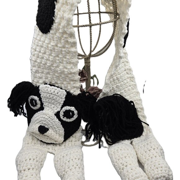 Japanese Chin Breed Puppy Dog Black & White Scarf Crochet Handmade byBren - Picture 1 of 7